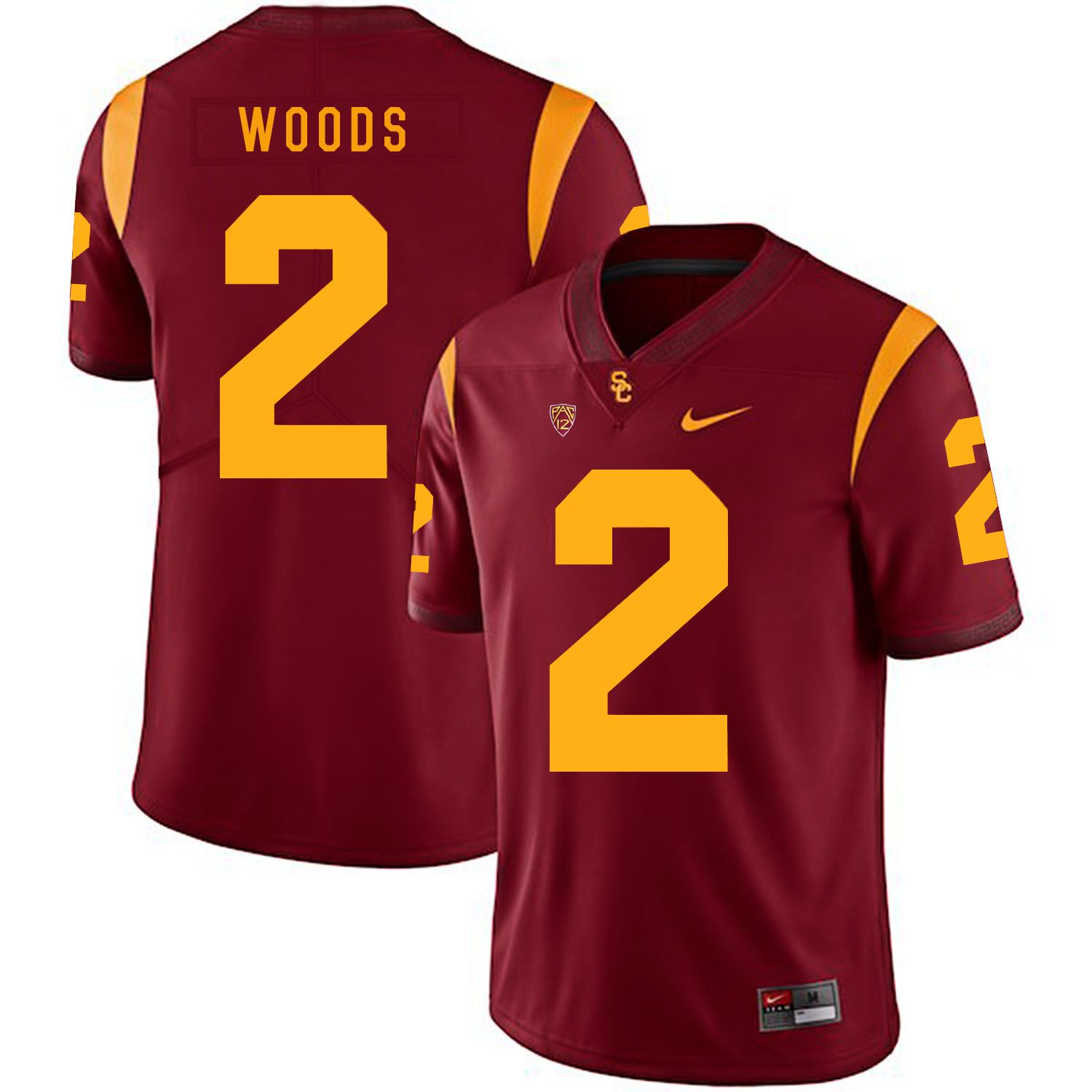 Men USC Trojans #2 Woods Red Customized NCAA Jerseys